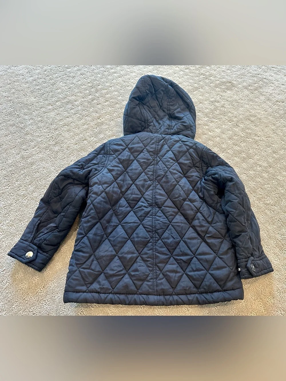 Zara Kids Navy Quilted Hooded Jacket Coat Fleece Lined Boys Size 5 Winter